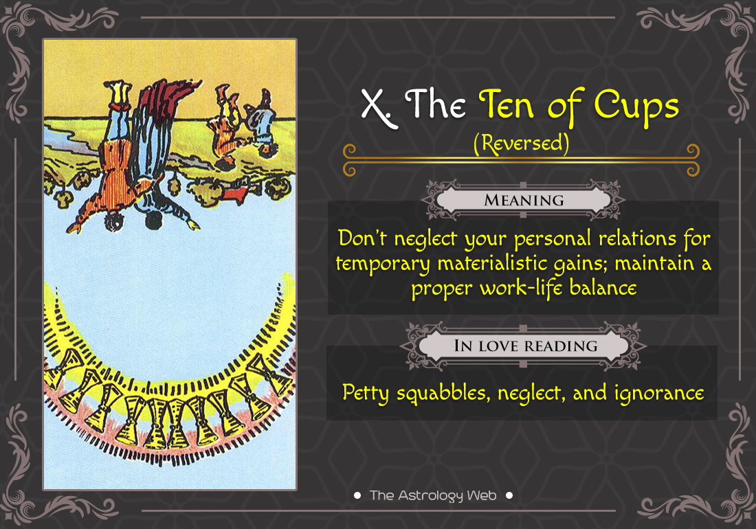 The Ten of Cups Tarot Card Reversed