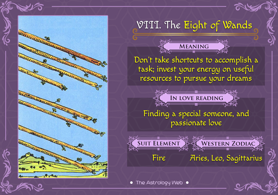 skrot Fæstning Billedhugger The Eight of Wands Tarot | The Astrology Web