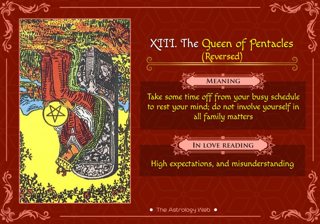 The Queen of Pentacles Reversed